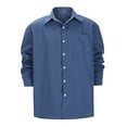 thumbnail image 3 of Men'S Shirts Casual Button Down Long Sleeve Shirt Solid Spread Collar Summer Beach Shirts Slim Fit Work Wear With Pockets,Blue,XXL, 3 of 5