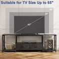 thumbnail image 6 of HIGDBFE TV Stand for TVs up to 65" with 2 Fabric Drawers, Industrial Entertainment Center with Open Shelves and Led Lights for Living Room Bedroom, Rustic Black, 6 of 7