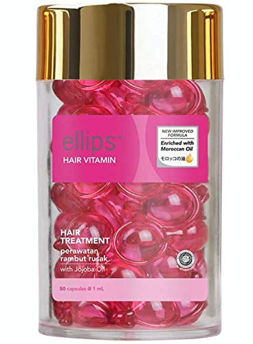 Ellips Hair Vitamins No Need to Rinse - with Argan Macadamia Avocado Oils -  Vitamins A C E Pro Vitamin B5 - Best Hair Oil Conditioner for All Hair 50  Capsules (Pink) 