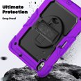 thumbnail image 3 of Case for iPad Air 11 Inch M3 2025/M2 2024 (7th/6th Gen) with Screen Protector, 360 Degree Rotating Kickstand Hand Strap Heavy Duty Shockproof Cover with Shoulder Strap, Purple, 3 of 7