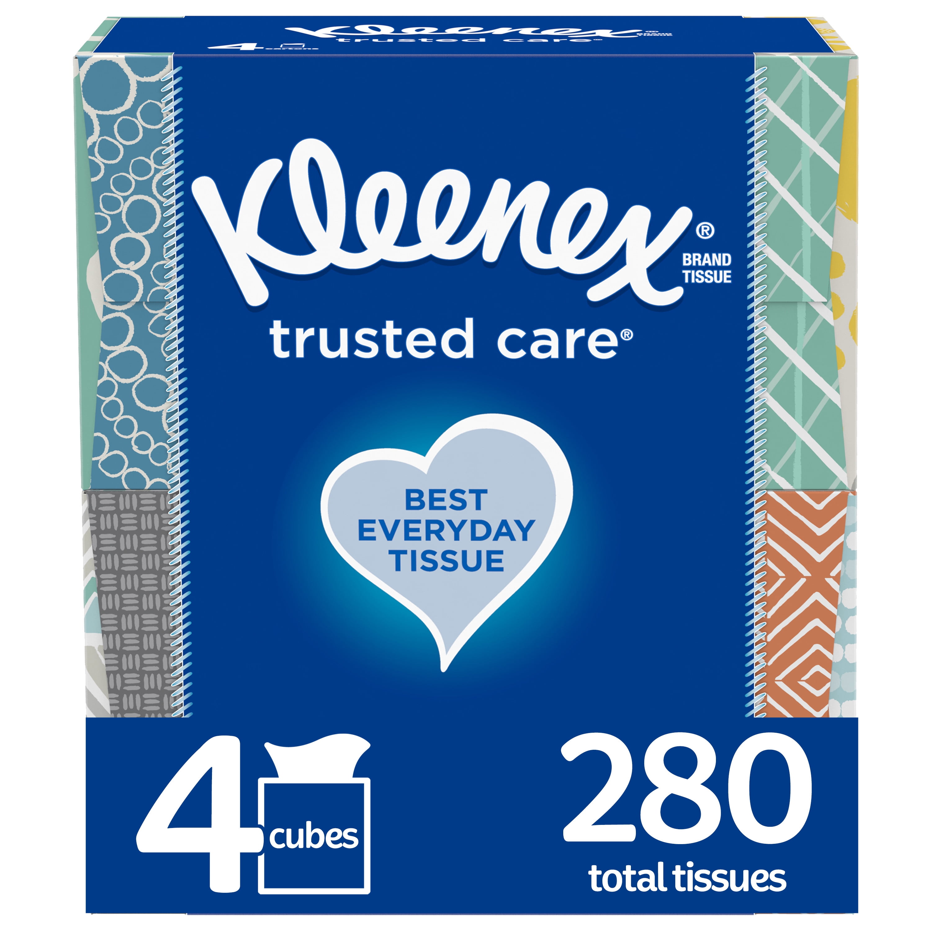 4 Count Kleenex Trusted Care Everyday Facial Tissues Flat Box 
