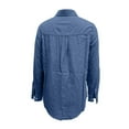 thumbnail image 6 of Comdrip Denim Button Down Shirt Women, Women's Autumn Solid Color Casual Collar Single Breasted Long Sleeve Denim Shirt Jean Shirts for Women Denim Dark Blue 2XL, 6 of 6