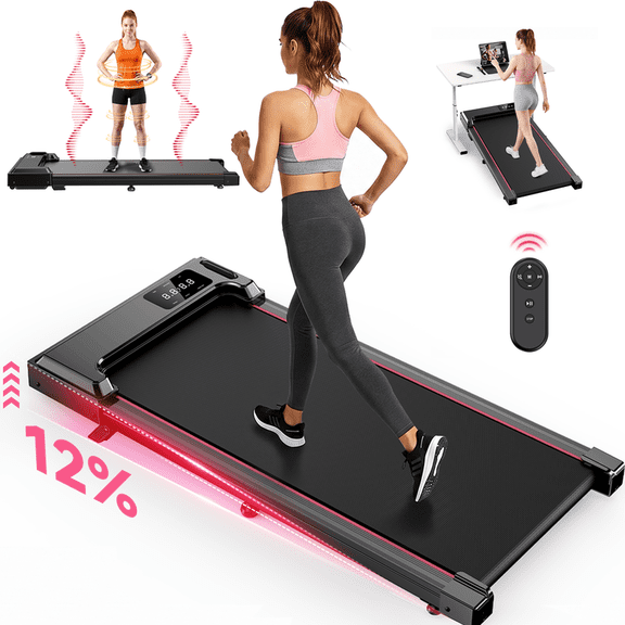 Walking Pad with Vibration Pad, Under Desk Treadmill, 2.5HP 3.8MPH Fitness Jogging Machine, 12% Incline, with Remote Patbrela LED Display for Home