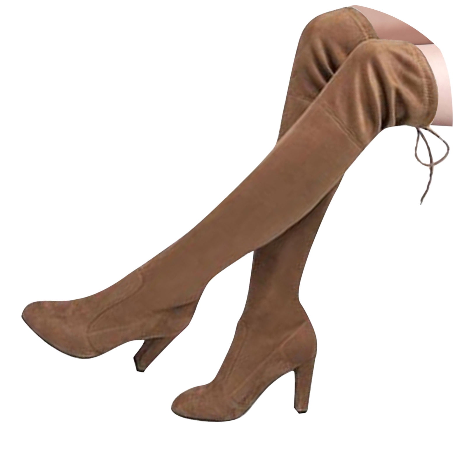 Bottes Longues Marron à Talons Taille UK 3 - En Faux Cuir - Neuf Sans Boîte