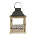 thumbnail image 3 of Rectangular Wooden Lantern with Black Metal Top and Galvanized Accent, 3 of 7