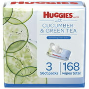 Huggies Baby Wipes, Cucumber & Green Tea, 3 Flip-Top Packs (168 Total Wipes)