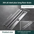 thumbnail image 3 of Linear Shower Drain 24 Inch with Hair Strainer 3In Outlet Smell Proof Modern 304 Stainless Steel Bathroom Floor Drain with Removable Grate Quick Drainage Rectangular Shower Drain, 3 of 9