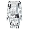 thumbnail image 3 of Coduop Women Bodycon Mini Dress Square Neck Long Sleeve Newspaper Slim Dresses, 3 of 6
