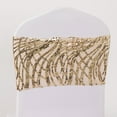 thumbnail image 4 of BalsaCircle 5 Champagne Mesh Chair Sashes Wavy Embroidered Sequins Wedding Party Events Reception Catering Home Tableware Decorations Supplies, 4 of 7