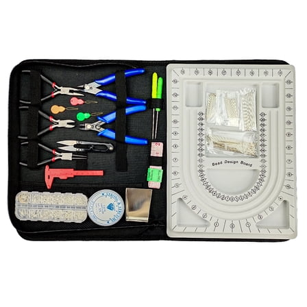 Bead Tray Flocked Board Set Jewelry DIY Bracelet Necklace Craft Kit with Tools 23Pcs