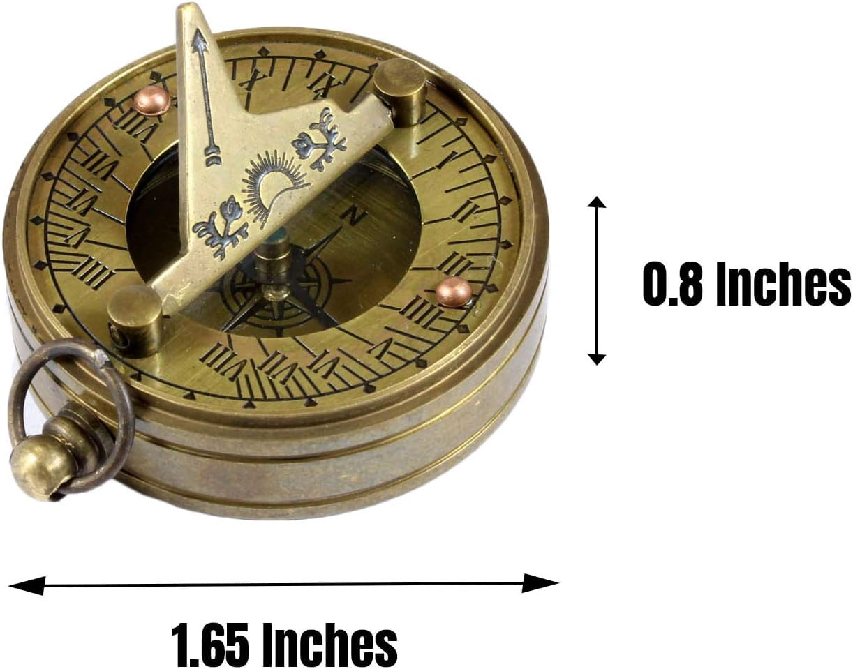 Brass Pocket Dollond London Magnetic Sundial Compass Nautical Boat Decor Antique Vintage Engraved Directional Pirate Hiking Travel Christmas Souvenirs dad Grandson Son Gift