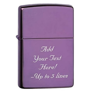 Zippo Lighter - Personalized Message Engraved on Backside Unique Colored Windproof Lighter (Purple #24747)