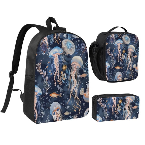 Jellyfish Backpack Set 3pc ,Backpack with Lunch Bag and Bag 17 Inch