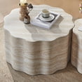 thumbnail image 3 of Kevinplus  Set of 2 Round Coffee Tables for Living Room, Faux Mars Pattern Modern Minimalist Side Tables Accent End Table End Table for Apartment, Office ,Beige Brown, 3 of 10