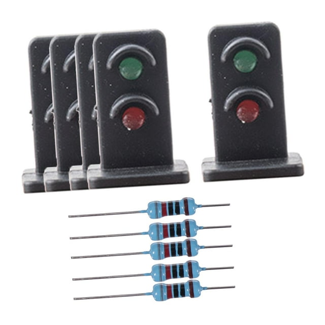 5pcs 1:87 Traffic Light Ornament Table Railway Model Scenes Accessories 5Pcs 2 Lights Signal Lamps