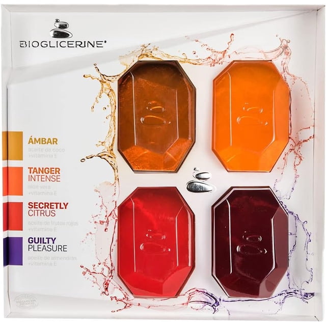 Set de jabones BIOGLICERINE | 4 Pack | Jabones de Glicerina con Vitamina E | Aromas únicos | 235 gr C/U