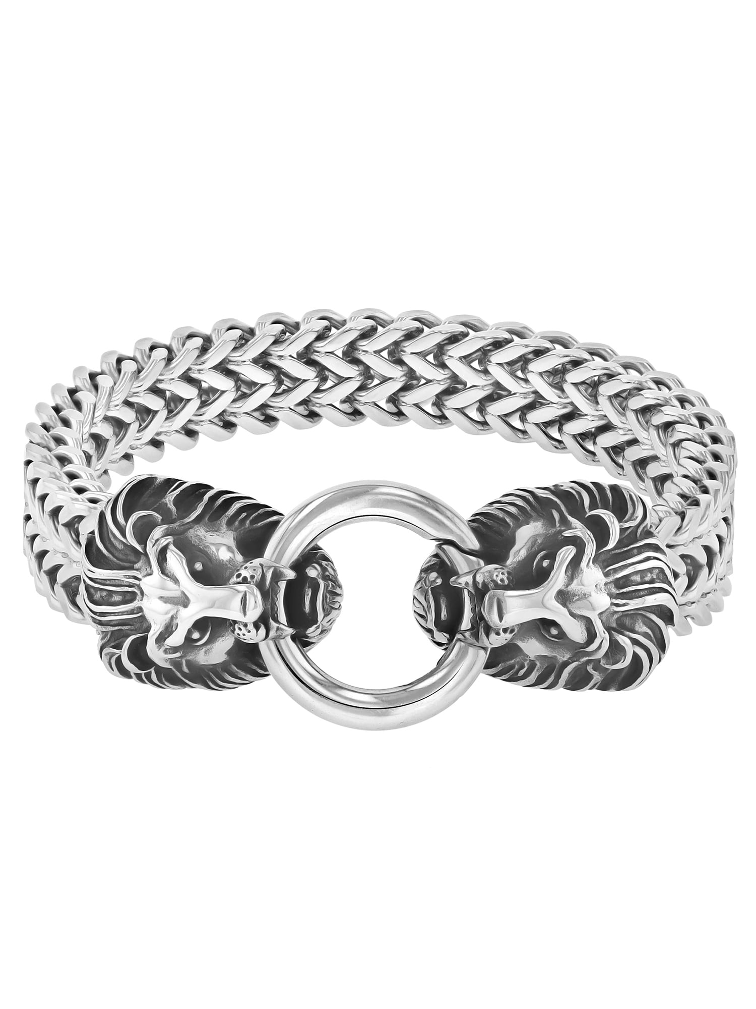 Mens Stainless Steel Bracelet Lions Head Chain Bracelet GNZ13USKLSL018 Gnzoe Jewelry
