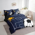 thumbnail image 3 of Feelyou Cartoon Soccer Boys Bedding Comforter Set 7 Pieces, Eat Sleep Sport Full Bedding Set, Football Rugby Game Reversible Fitted Sheet Flat Sheet, Ultra Soft Bedroom Decor, 3 of 8
