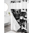 thumbnail image 3 of No Hook Shower Curtain with Snap-in Liner, Eiffel Tower Waterproof Fabric Bathroom Curtains, Vintage France Romantic European Paris City Art Bath Curtains & Mesh Top Window 54"x78", 3 of 9