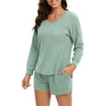 thumbnail image 4 of Weiqire Womens Pajamas, Waffle Knit Lounge Set 2 Piece Outfits Loungewear Sweatsuit with Pockets, 4 of 4