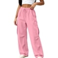 thumbnail image 3 of Womens Pants Zeliretfy Women's Baggy Cargo Sweatpants Wide Leg Pants Athletic Open Bottoms Joggers Casual Athletic Workout Pants with Elastic Waist Lounge Loose Fit Hiking Running Going out, 3 of 9