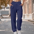thumbnail image 2 of felwors Women's V Crossover Waist Sweatpants Baggy Y2K Jogger Pants Wide Leg Fleeced Lounge Pants Navy, M, 2 of 6