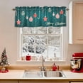 thumbnail image 2 of Merry Christmas Valances for Windows, 54 x 18in, Decorative Balls Candy Stars Green Texture Rod Pocket Kitchen Valance Curtain Light Filtering Window Treatments for Living Room Bedroom, 1 Panel, 2 of 7