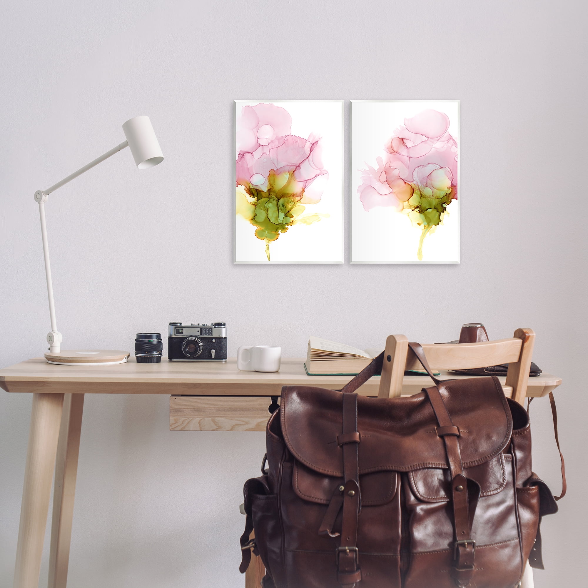 Stupell Industries Blooming Pink Ink Blossom Abstract Painting Unframed Art Print Wall Art, 10 x 15, Set of 2