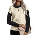 thumbnail image 1 of Las mujeres de Punto Suéter Cuello Redondo Manga Larga Colorblock Loose Fit Pullover Prendas para el Uso Diario, 1 of 6