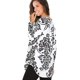 thumbnail image 2 of Blusa Henley informal plisada con cuello en V y manga larga estampada para mujer Tops-Black1 Adepaton CZMR-ST264-2, 2 of 4