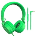 thumbnail image 1 of Puro Sound Labs PuroBasic Auriculares con cable con limitación de volumen para niños, diadema plegable y ajustable con micrófono, compatibles con teléfonos inteligentes, tabletas y PC, color verde, 1 of 5