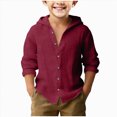 thumbnail image 1 of Splozh Chemise Boutonnée Garçon Été Basique Décontractée à Manches Longues Chandails Garçon Chemise Boutonnée Garçon Chemise à Col, Rouge Brique, 8-9 Ans, 1 of 4