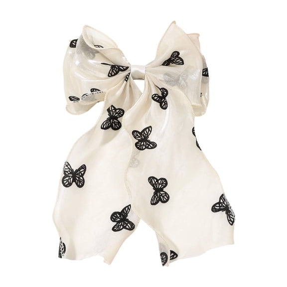Elegant Large Silk Hair Bow Clips For Women And Girls Long Tail French Ribbon Hair Accessories