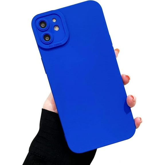 Compatible with iPhone 11 Case with Simple Solid Color Design Unique Full Lens Protection Smooth Soft Liquid Silicone Slim Shockproof Protective Case for iPhone 11-Blue