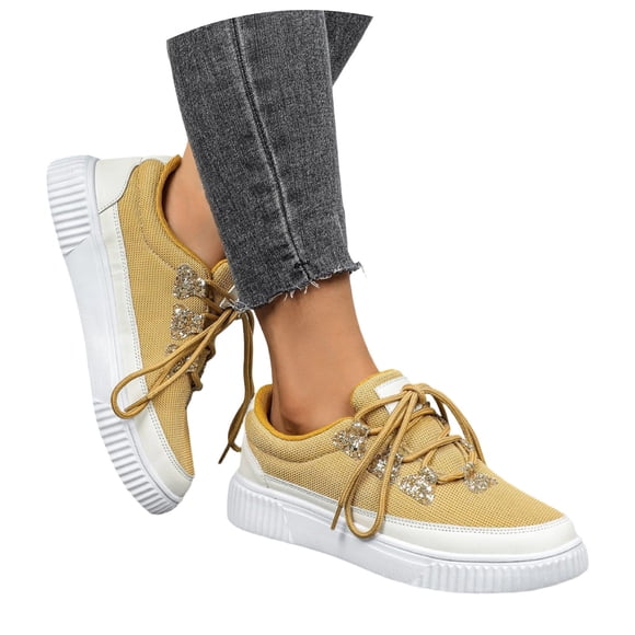 Fashion Sneakers Platform Casual Shoes Sparkling Glitter Thick Sole Height Increase Daily Comfort Women Slip on Shoes