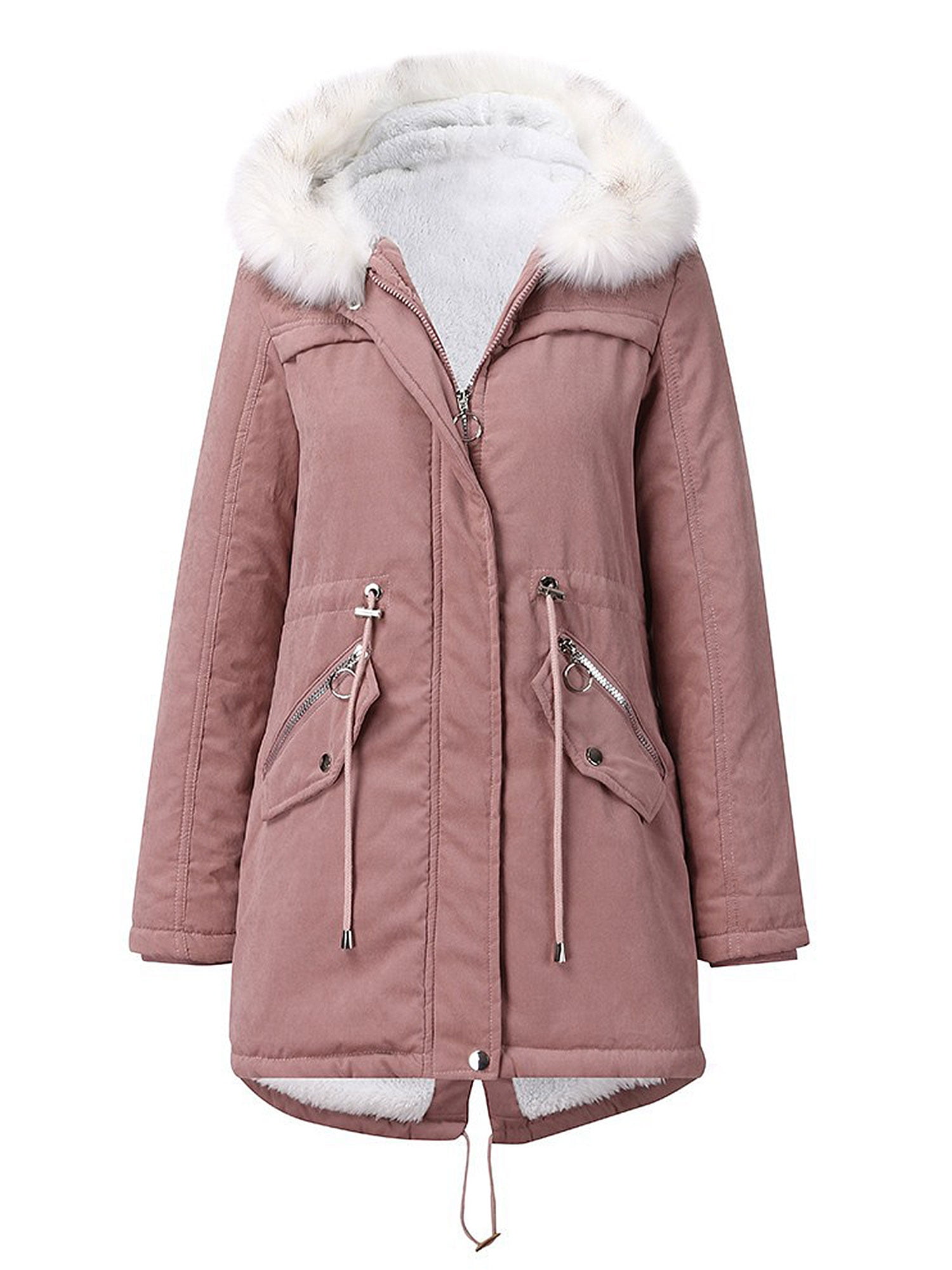 CURLBIUTY Womens Coat Casual Lapel Fleece Fuzzy Zipper Warm Winter Jackets 