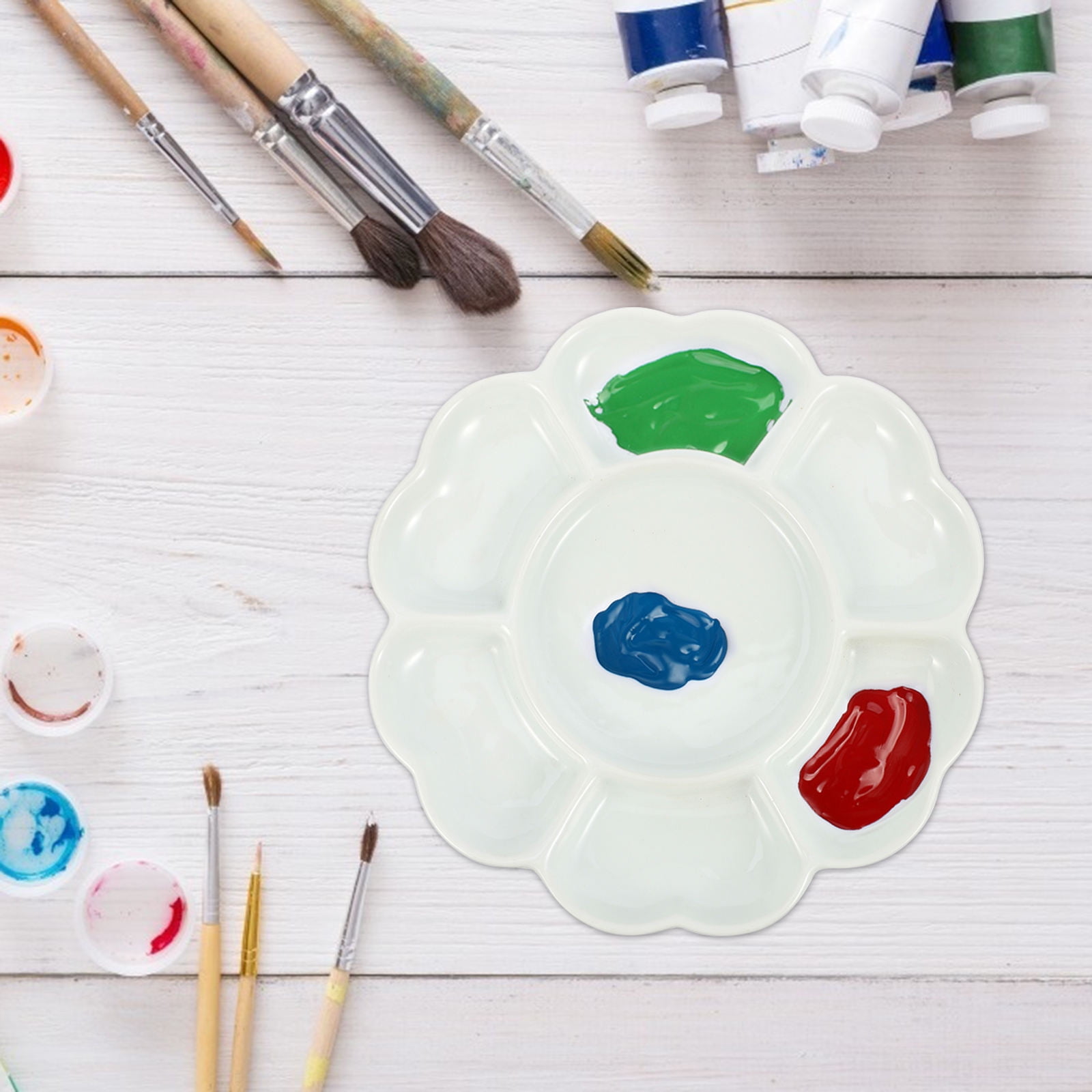 KHBUAB 1Pc Handheld White Ceramic Pigment Tray for Watercolor and Oil Painting