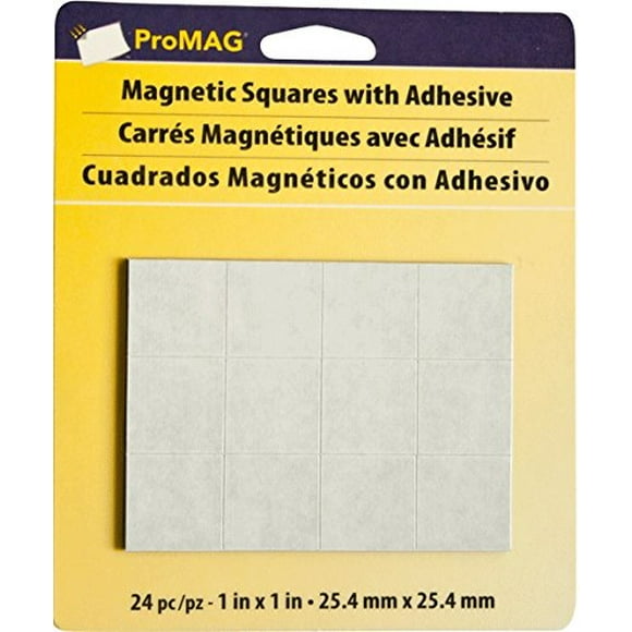 Magnum Aimants-Corporation ProMAg Carrés Aimants Flexibles avec Adhésif, 1"