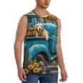 thumbnail image 2 of Fotbe Vintage Pickup Sunflower Dog Men's Camiseta sin Mangas Estampada para Hombres, Playera Casual para Gimnasio, Entrenamiento, Playa-X-Large, 2 of 7