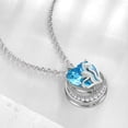 thumbnail image 5 of Juwaliy Animal Cat and Dog Necklace Blue Heart March Birthstone Charm Aquamarine Pendant Jewelry Birthday Mother's Day Gift for Women Wife Daughter Pet Lovers, 5 of 10