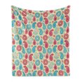 thumbnail image 1 of Paisley Soft Flannel Fleece Throw Blanket, Retro Style Patterns and Flowers in Design Detailed Print, Cozy Plush for Indoor and Outdoor Use, 50" x 60", Turquoise Pink Cream, by Ambesonne, 1 of 6