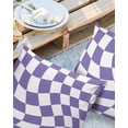 thumbnail image 2 of Pack of 2 Outdoor Pillow Covers, Purple White Block Lattice Plaid Waterproof Square Throw Pillowcase Cushion Decorative Pillow Covers for Couch Patio Tent, 16x16 in, 2 of 6