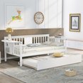 thumbnail image 2 of Twin Size Daybed, Twin Size Daybed with Trundle Bed, Wood Twin Size Bed Frame with Trundle Bed, Multifunctional Daybed, No Box Spring Needed Storage Daybed for Bedroom Living Room, 2 of 8
