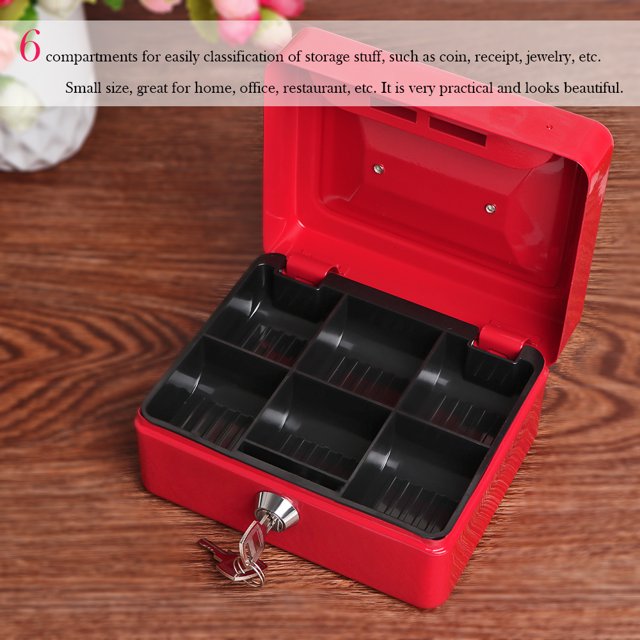 Caja Fuerte Pequeña De Metal Para Dinero, Moneda, Efectivo, Hucha Con Cerradura, 6 Compartimentos, Bandeja Para Dinero Methold HA025902-02