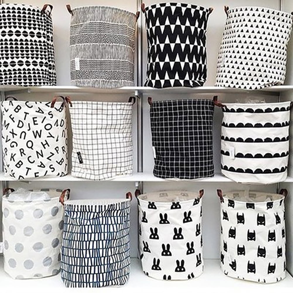 Nordic Canvas Fabric Toy Laundry Storage Bag Basket