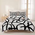 thumbnail image 3 of Quilts Twin XL Size Bedding Set, Abstract Black Lightweight Quilted Comforter, Bold Lines Modern Vines Swirls Graphic Soft Reversible Bedspread Coverlet with Pillow Covers for All Season, 68" x 98", 3 of 9