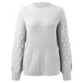 thumbnail image 5 of UJNDER Crewneck Long Sleeve Puff Sleeve Sweater for Women Casual Loose Knitted Pullover White XXL, 5 of 8
