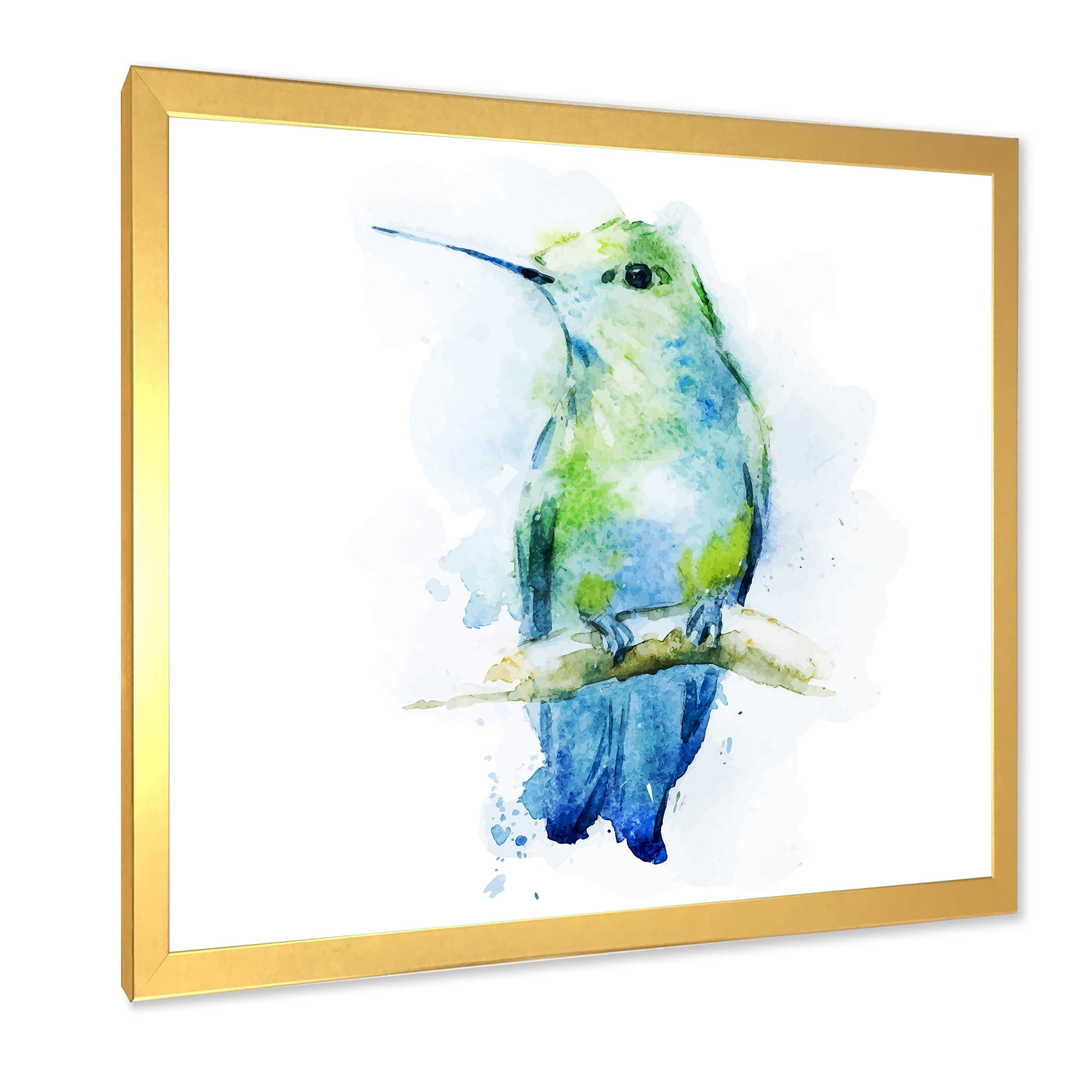 Designart 'Colibri Bird On Branch' Traditional Framed Art Print