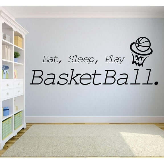 Eat, Sleep, Play Basketball Sports Motivation Custom Wall Decal Vinyl Sticker Boy Girl Bedroom Art 10 Inches X 20 Inches