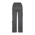 thumbnail image 5 of XFLWAM Cargo Pants Women Straight Leg Casual Elastic Work Pants Athletic Comfy Loose Stretchy Hiking Pants with Pockets Dark Gray L, 5 of 6
